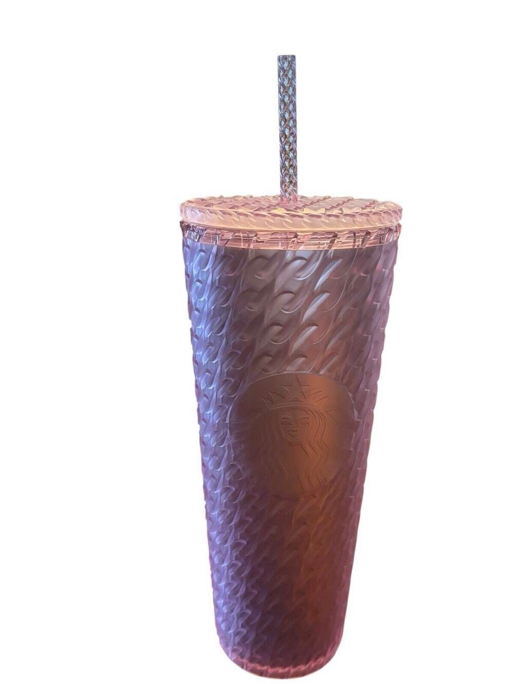 New Starbucks 2024 Matte Light Pink Soft Touch Chain Link Venti Cold Cup Tumbler